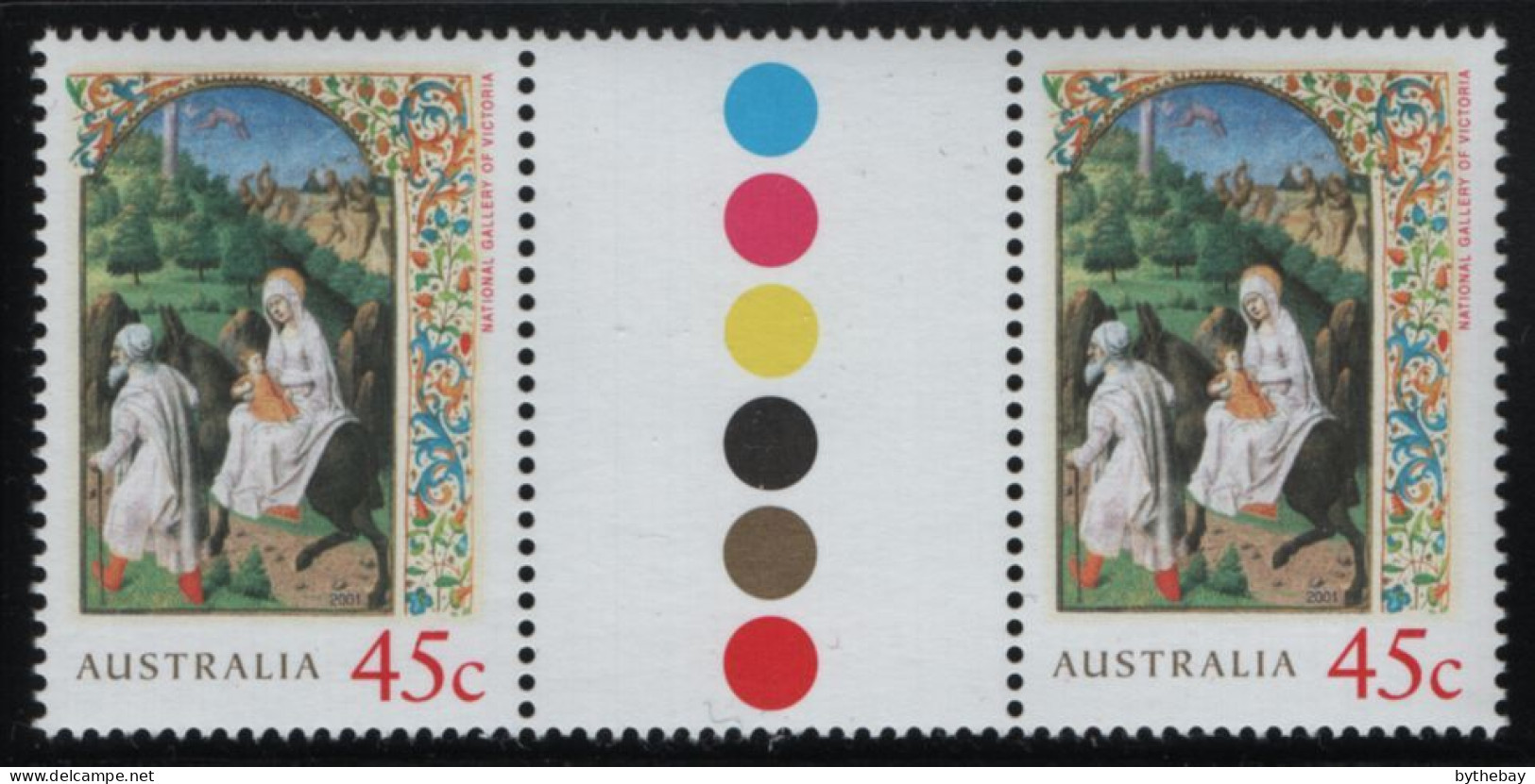 Australia 2001 MNH Sc 2019 45c Flight Into Egypt Christmas Gutter - Mint Stamps