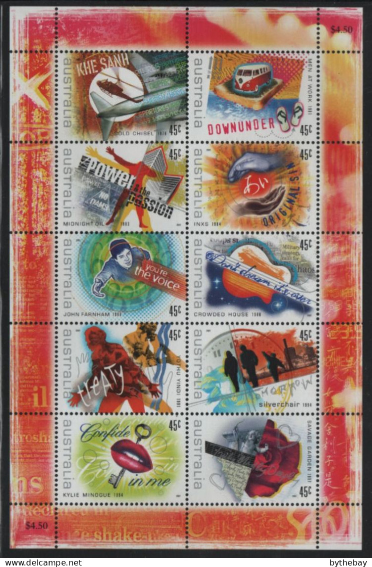 Australia 2001 MNH Sc 1943 45c Rock Music Sheet Of 10 - Mint Stamps