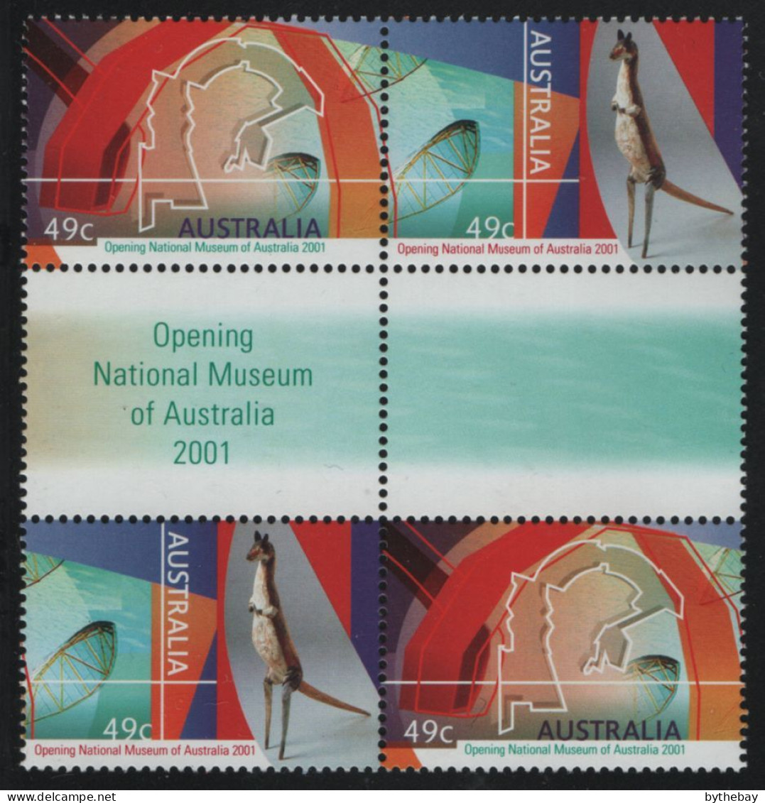 Australia 2001 MNH Sc 1940a 49c Opening Of National Museum Gutter Block Of 2 Pairs - Mint Stamps