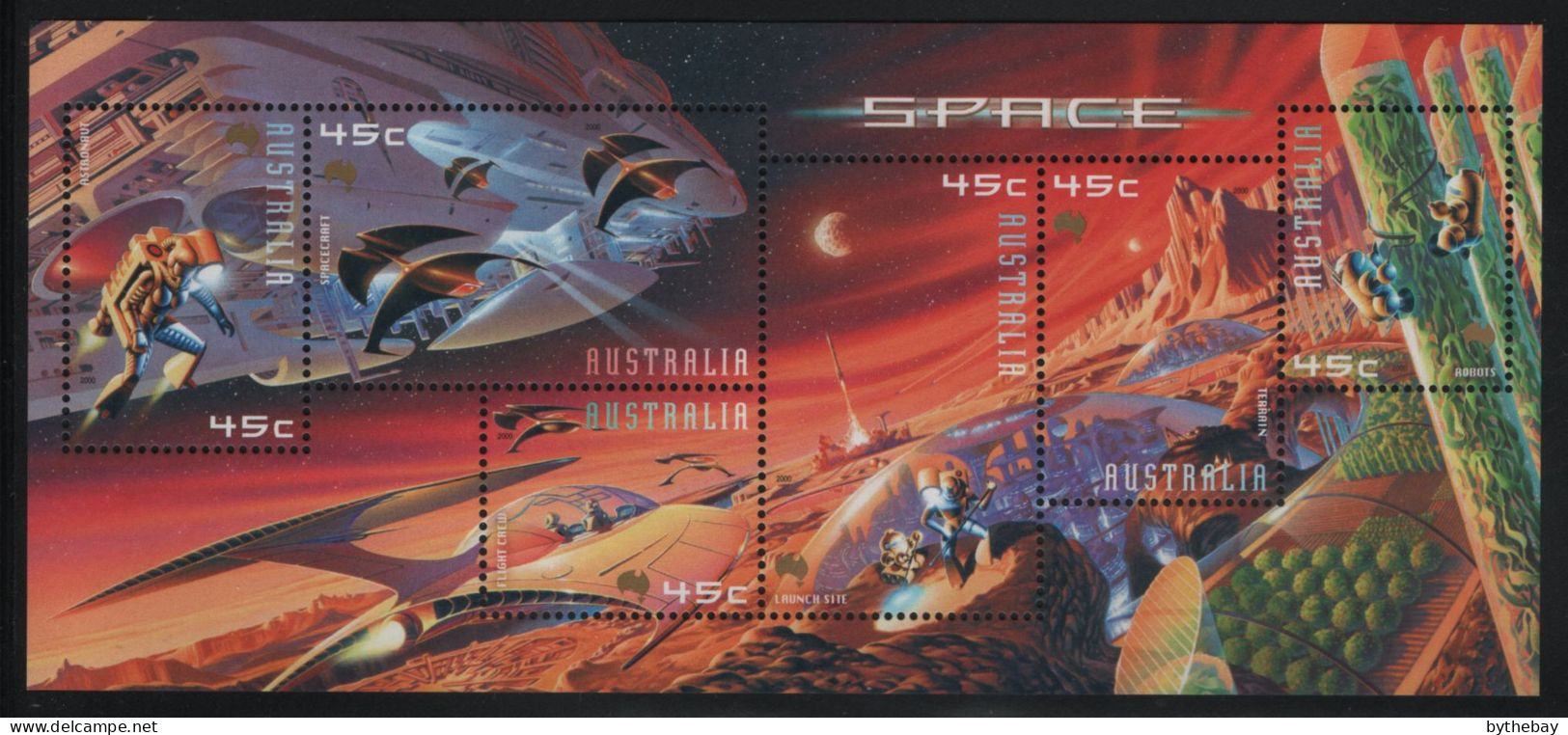 Australia 2000 MNH Sc 1914 45c Space Sheet Of 6 - Neufs