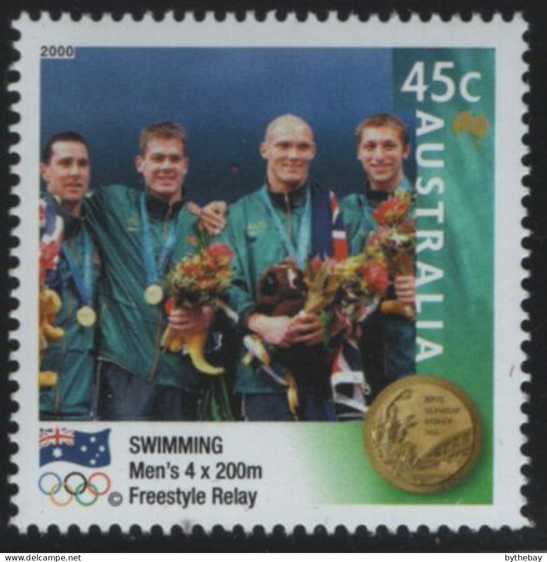 Australia 2000 MNH Sc 1896 45c Men's 4 X 200 Freestyle Relay Gold Medalist - Ongebruikt