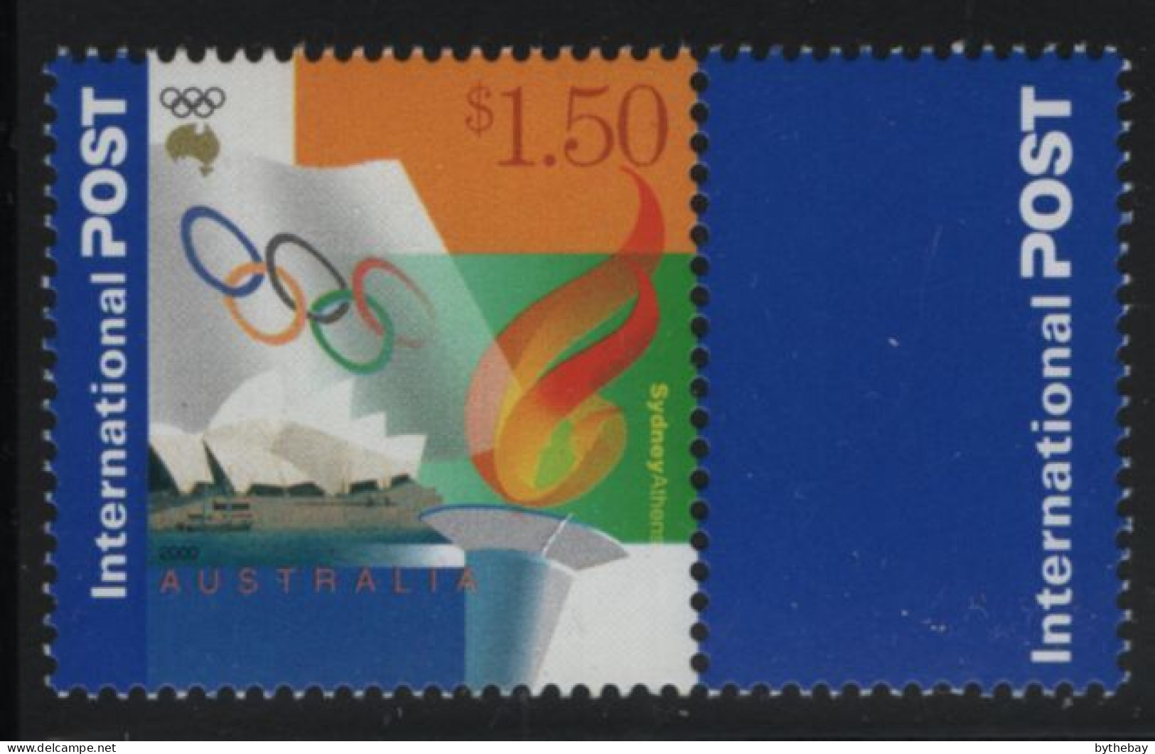 Australia 2000 MNH Sc 1874 $1.50 Sydney Opera House, Olympic Flag, Flame + Label - Neufs