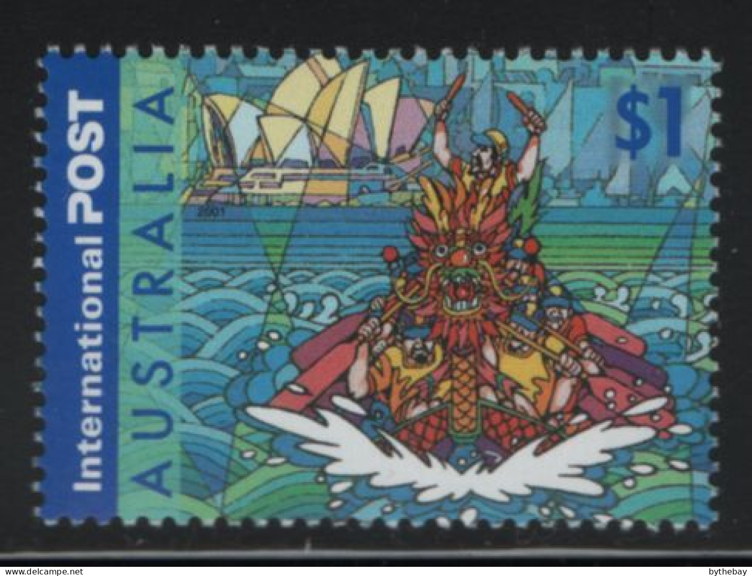 Australia 2001 MNH Sc 1978 $1 Dragon Boat Races Joint Hong Kong - Mint Stamps