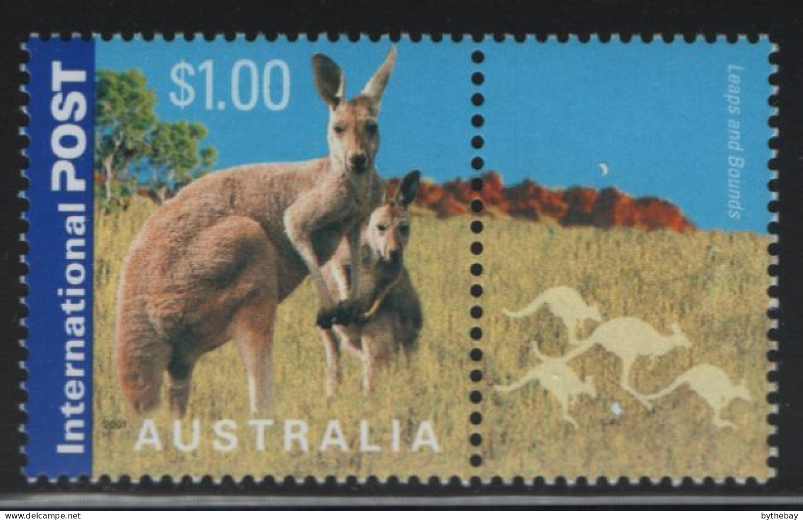 Australia 2001 MNH Sc 1958 $1 Kangaroos + Label - Mint Stamps