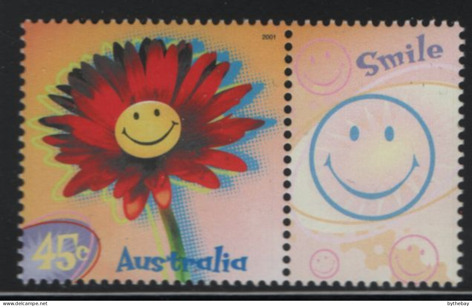 Australia 2001 MNH Sc 1955 45c Smiling Flower + Label - Mint Stamps