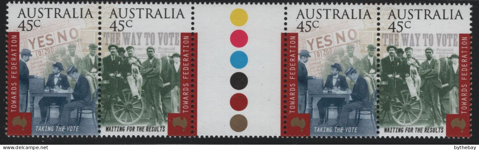 Australia 2000 MNH Sc 1836a 45c Taking The Vote, Waiting For Results Towards Federation Gutter - Ongebruikt