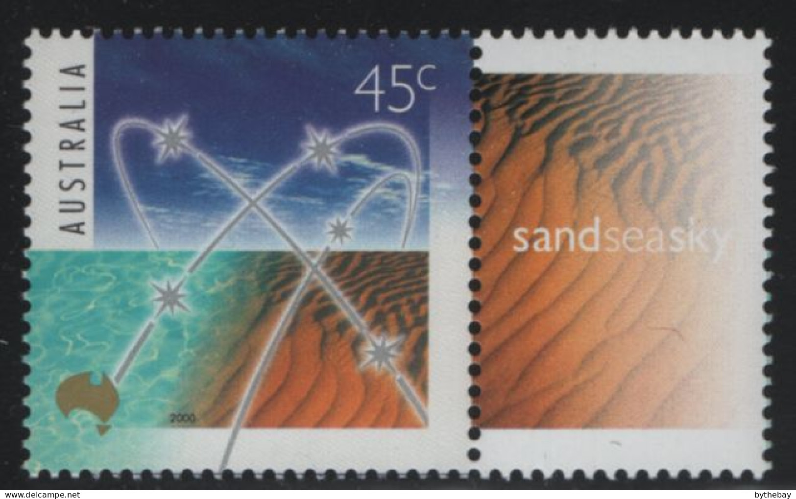 Australia 2000 MNH Sc 1833 45c Sand, Sea And Sky + Label - Ongebruikt