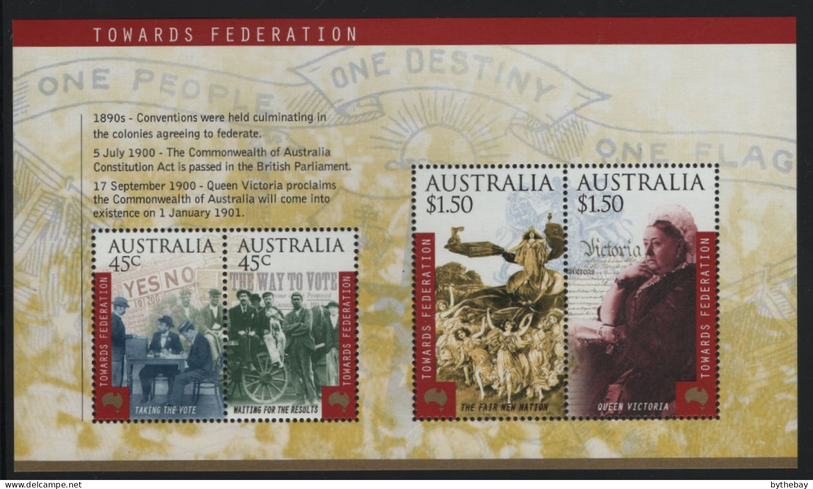 Australia 2000 MNH Sc 1838b Towards Federation Sheet Of 4 - Ongebruikt