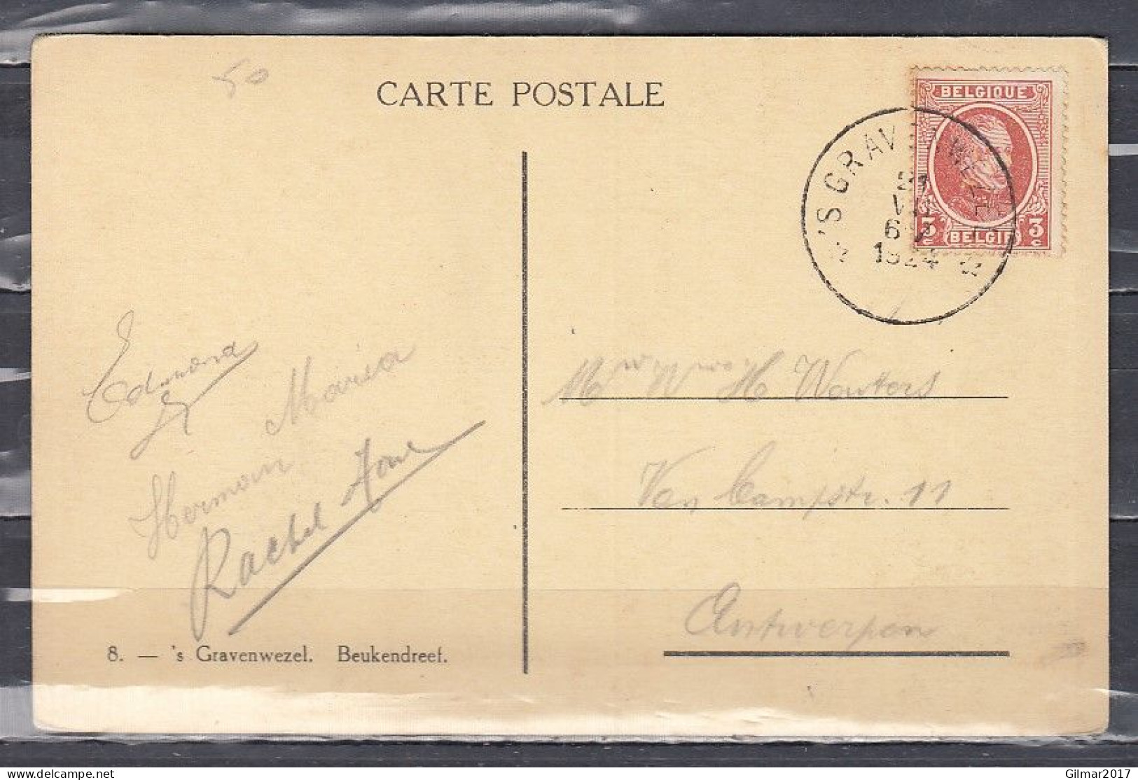 Postkaart Van S'Gravenwezel (sterstempel) Naar Antwerpen - Postmarks With Stars