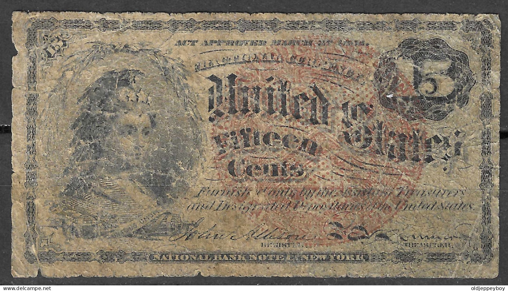 1863 Usa U.s.a. UNITED STATES OF AMERICA  Fractional Currency  Columbia 1863 15 Cents 4th Issue FR 1267 - 1874-1875 : 5 Uitgift