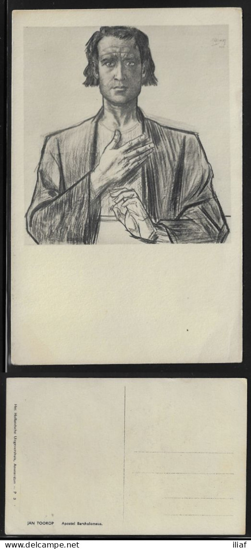 Netherlands.   Jan Toorop - Dutch-Indonesian Painter.   Apostle Bartholomew. Apostel Bartholomeaus.  Artist Postcard - Toorop, Jan