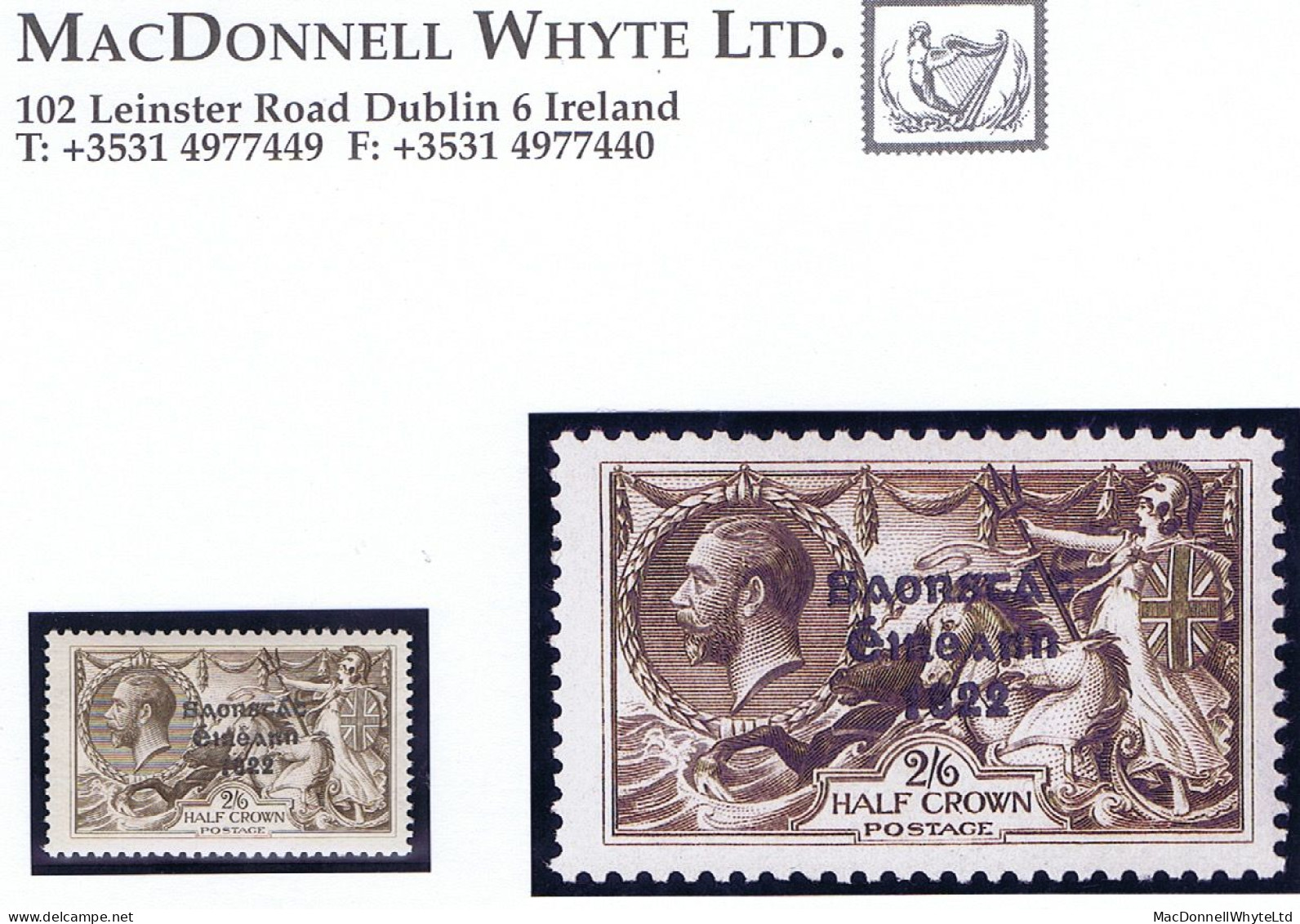 Ireland 1927-28 Wide Date Saorstát 3-line Overprint On 2/6d Brown, Fresh Mint, Lightly Hinged - Nuevos