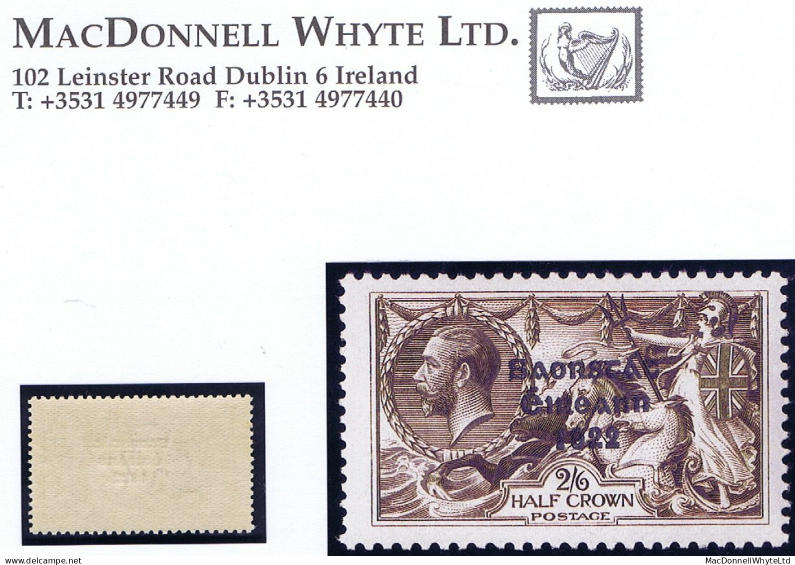 Ireland 1927-28 Wide Date Saorstát 3-line Overprint On 2/6d Brown, Fresh Mint, Lightly Hinged - Neufs