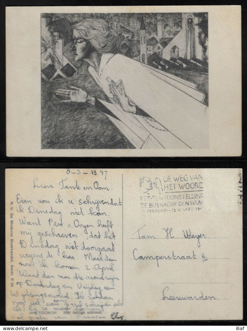 Netherlands. Jan Toorop - Dutch-Indonesian Painter. The Sacred Stepped – Het Heilige Schreed. Artist Postcard - Toorop, Jan