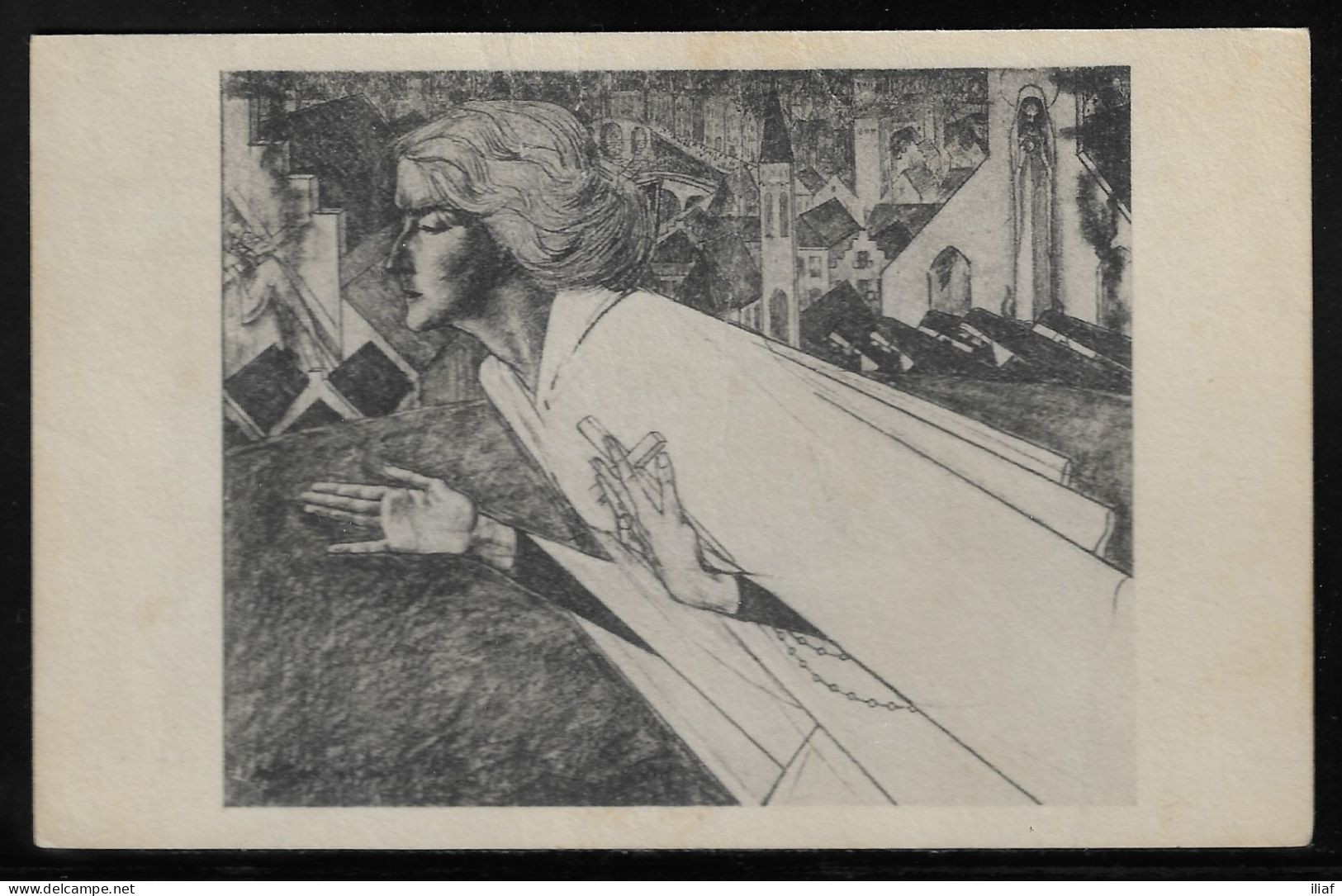 Netherlands. Jan Toorop - Dutch-Indonesian Painter. The Sacred Stepped – Het Heilige Schreed. Artist Postcard - Toorop, Jan