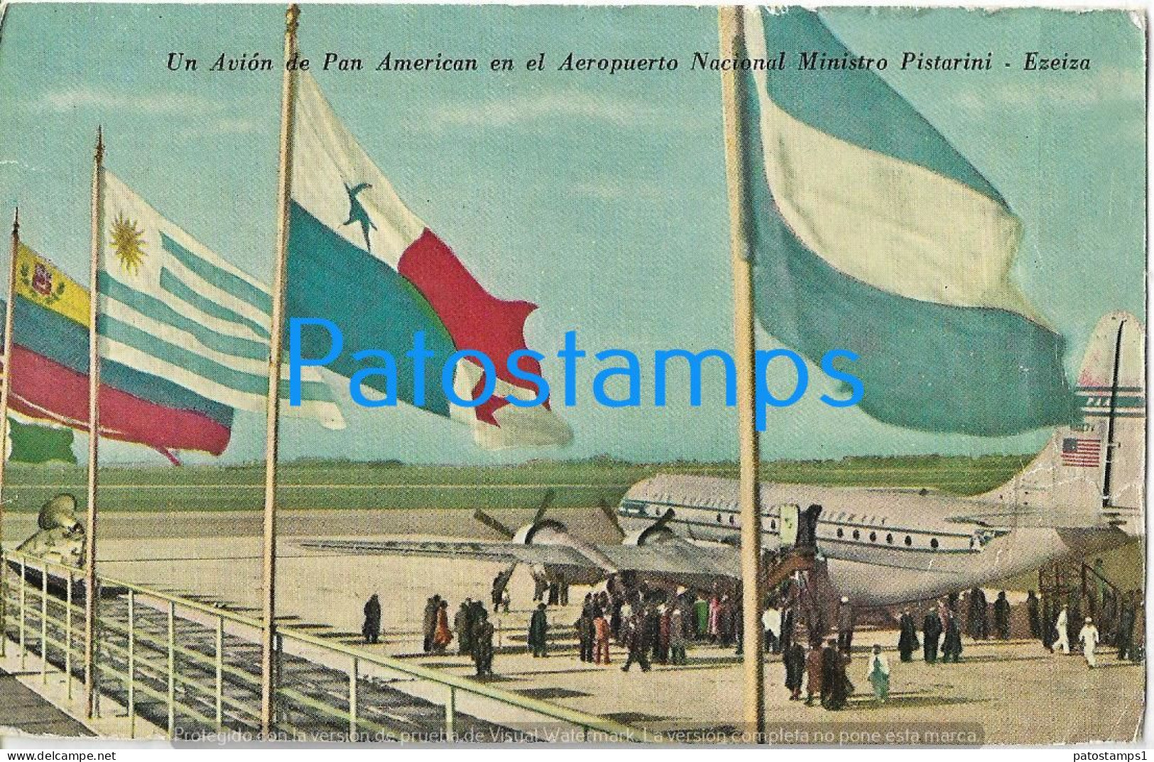 223549 ARGENTINA BUENOS AIRES EZEIZA AVIATION AVION PAN AMERICAN AIRPORT AEROPUERTO PISTARINI DAMAGED POSTAL POSTCARD - Argentine