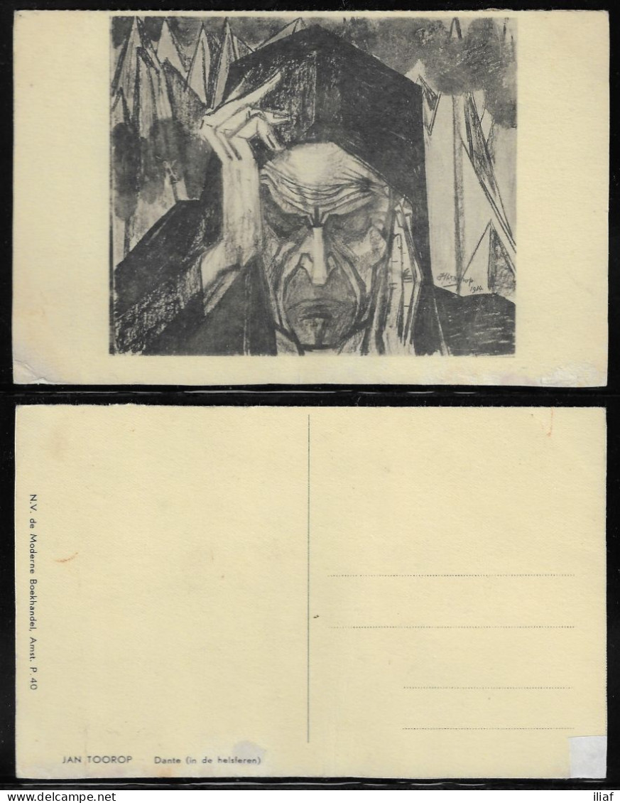 Netherlands. Jan Toorop - Dutch-Indonesian Painter. Dante (in The Hell Spheres)–Dante (in De Helsferen). Artist Postcard - Toorop, Jan