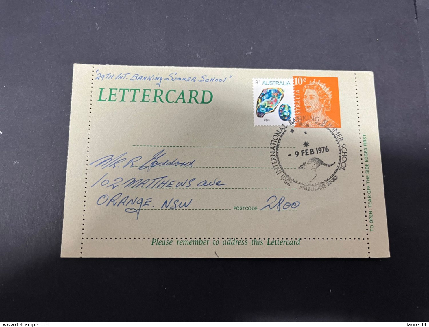 3-1-2024 (3 X 14) Australian FDC Cover - 1976 - Letter Card (with Additional 10 Cent Postage) Banking Summer School - Brieven En Documenten