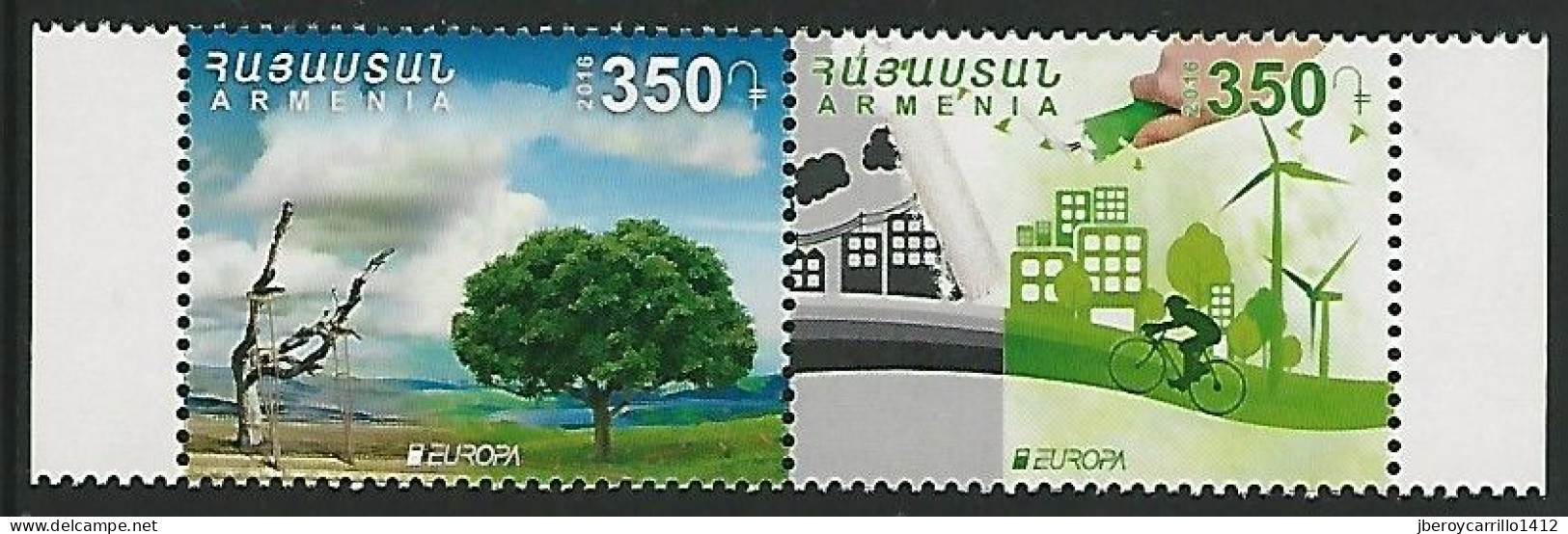 ARMENIA/ ARMÈNIE/ ARMENIEN -  EUROPA 2016 -" ECOLOGIA -EL PENSAMIENTO VERDE -THINK GREEN"- SERIE De 2 V. - N - 2016