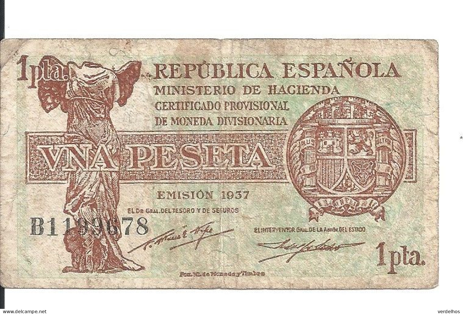 ESPAGNE 1 PESETA 1937 VF P 94 - 1-2 Pesetas