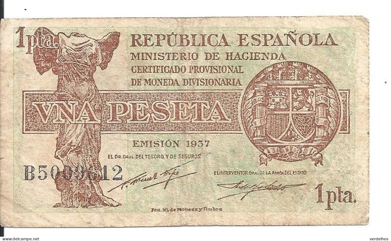 ESPAGNE 1 PESETA 1937 VF P 94 - 1-2 Peseten