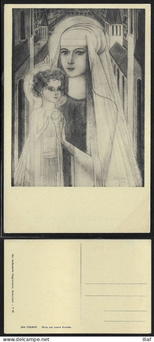 Netherlands. Jan Toorop - Dutch-Indonesian Painter. Mary With Standing Infant – Maria Met Stand Kindeke. Artist Postcard - Toorop, Jan