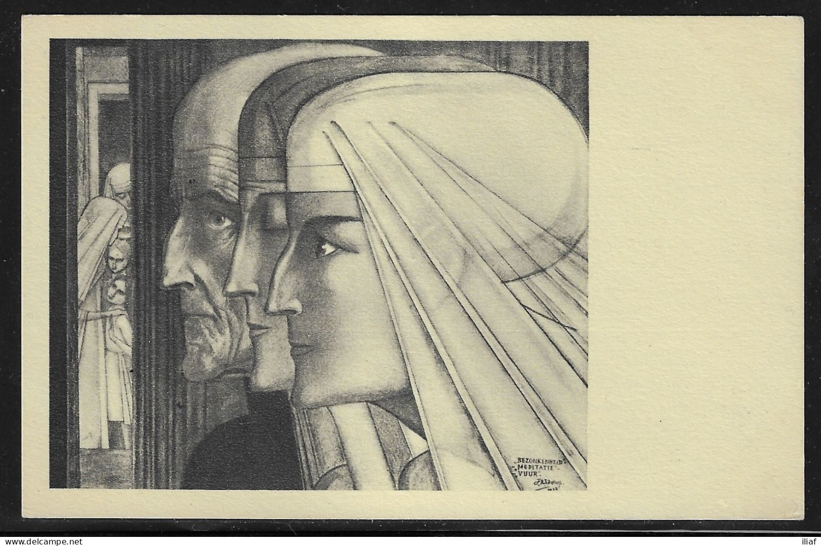 Netherlands. Jan Toorop - Dutch-Indonesian Painter. Settlement, Meditation, Fire . Artist Postcard - Toorop, Jan