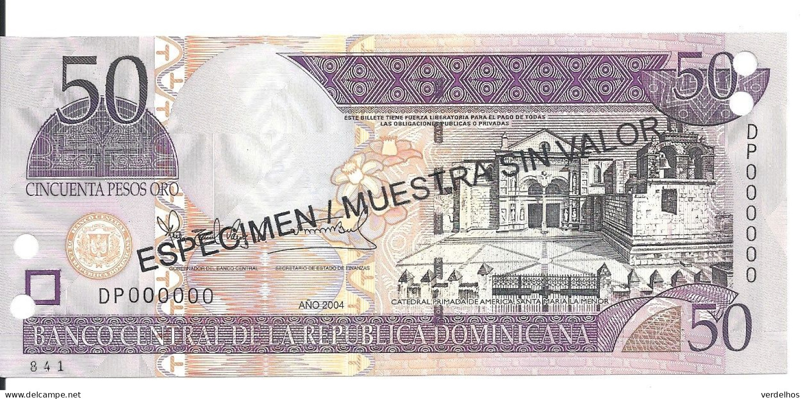 REP. DOMINICAINE 50 PESOS ORO 2004 UNC P 170 S - República Dominicana