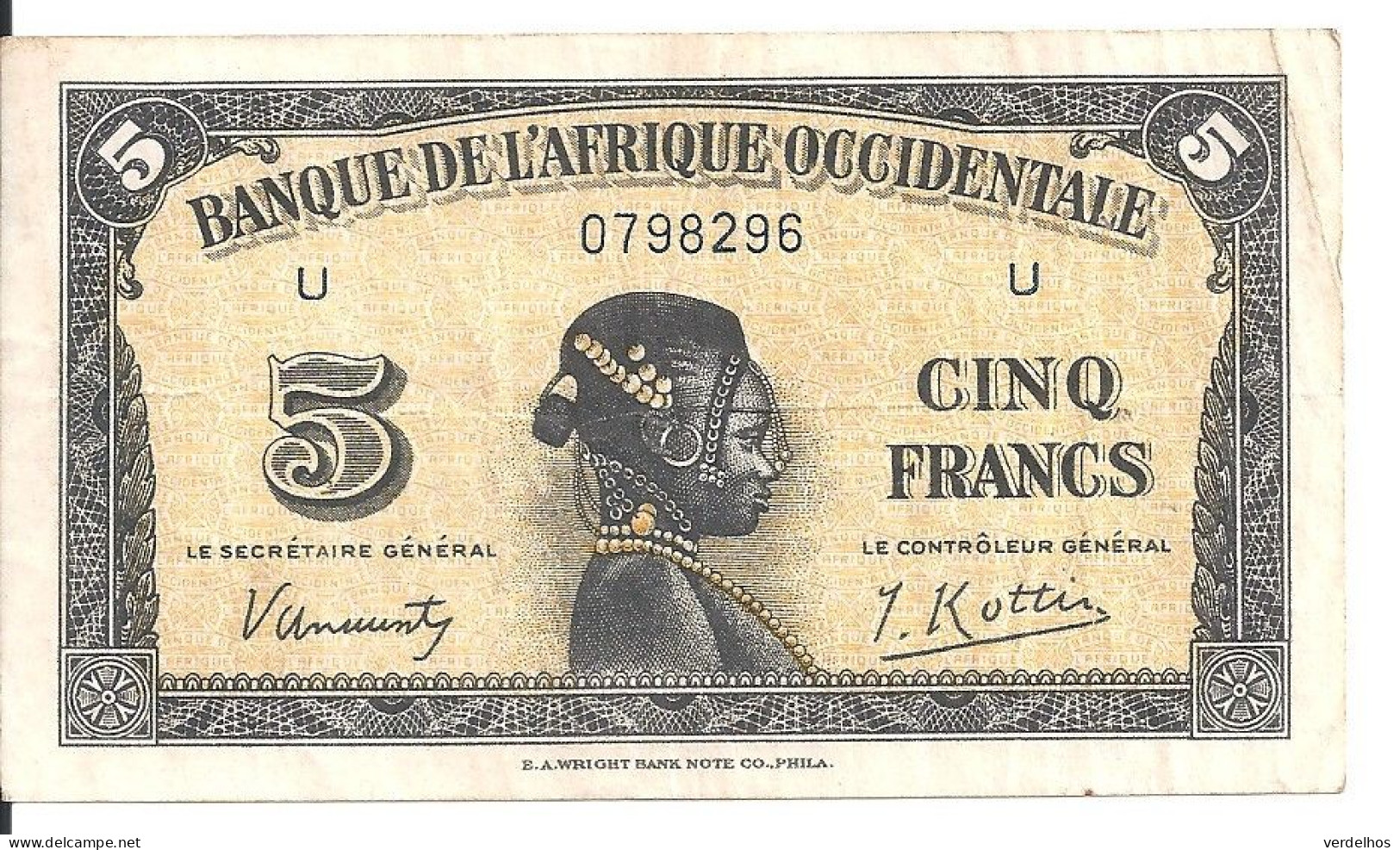 AFRIQUE OCCIDENTALE 5 FRANCS 1942 VF P 28 A - Other - Africa