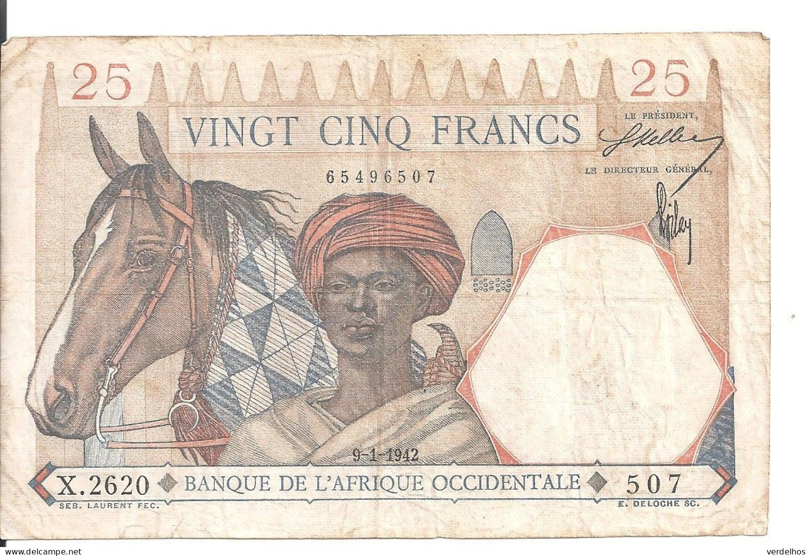 AFRIQUE OCCIDENTALE 25 FRANCS 1942 VF P 27 - Other - Africa