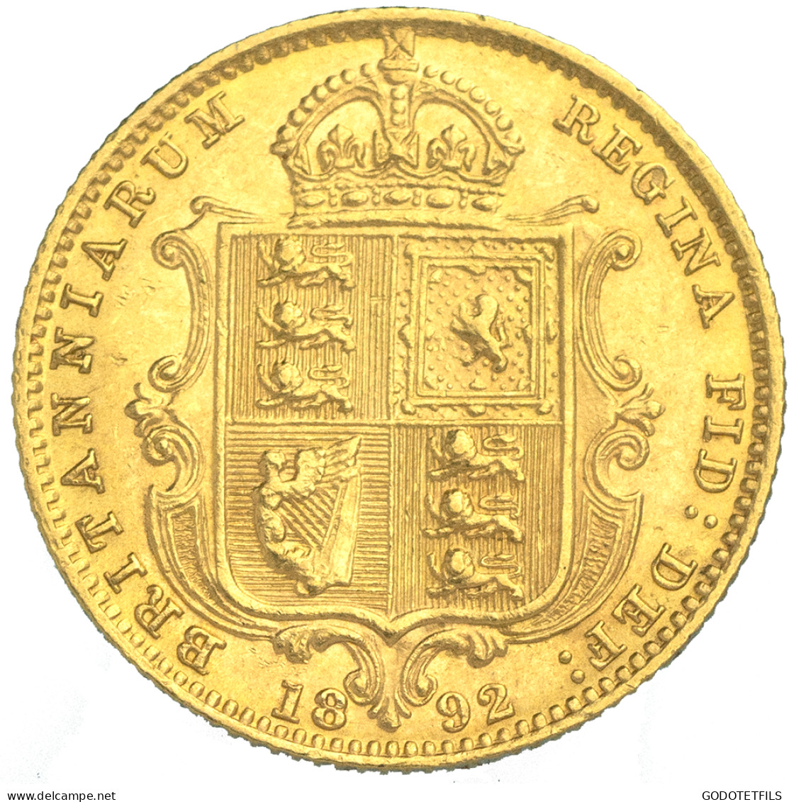 Royaume-Uni-Demi-Souverain Victoria  1892 Londres - 1/2 Sovereign