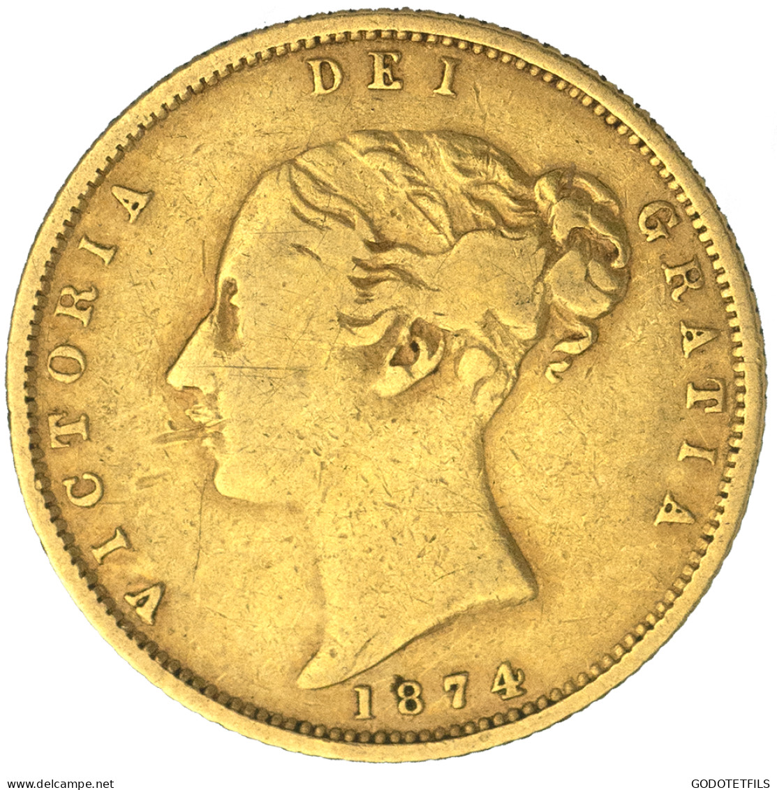 Royaume-Uni-Demi-Souverain Victoria  1874 Londres - 1/2 Sovereign