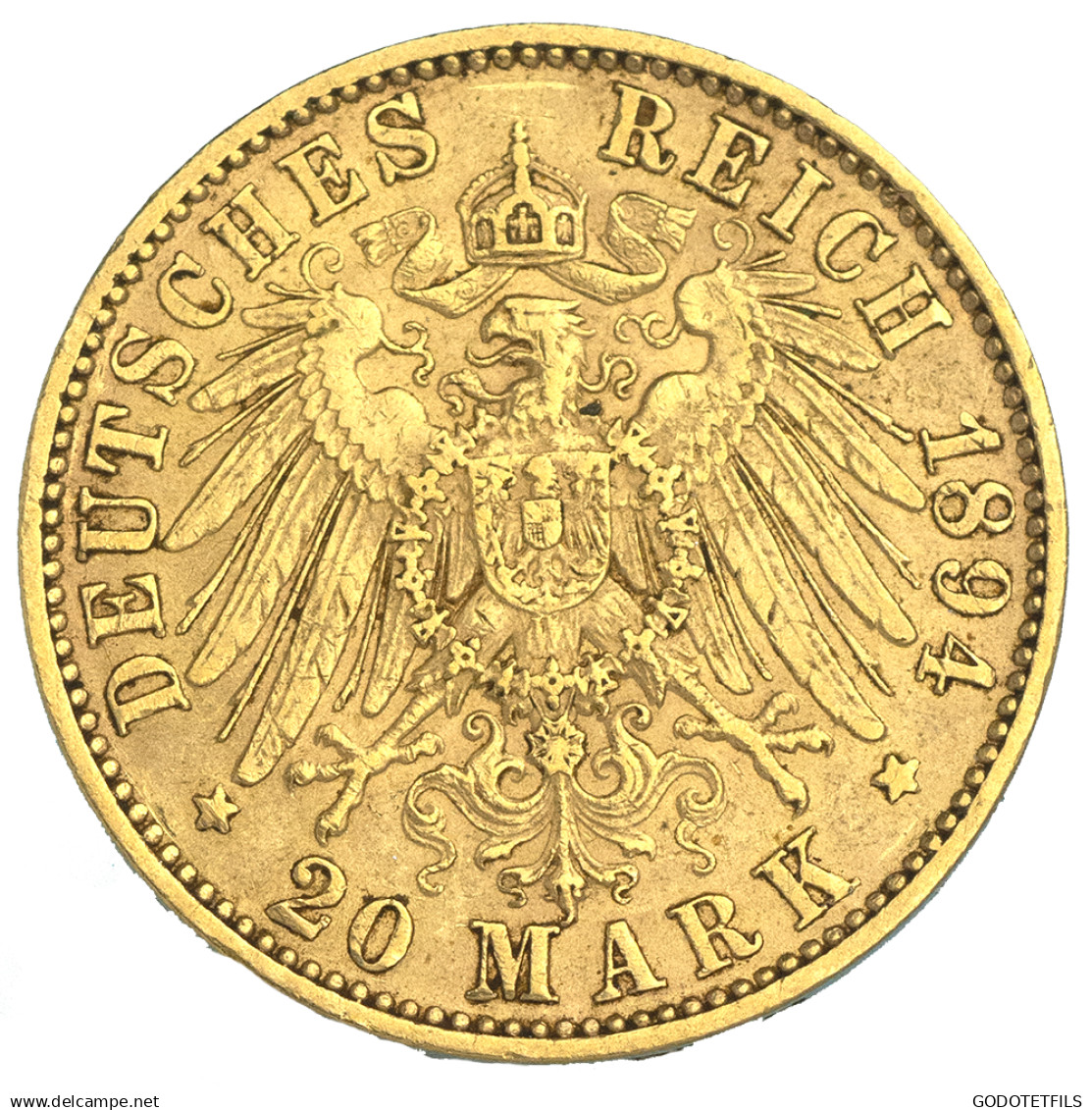 Allemagne-Royaume De Saxe 20 Marks Albert Ier 1894 Dresde - 5, 10 & 20 Mark Goud