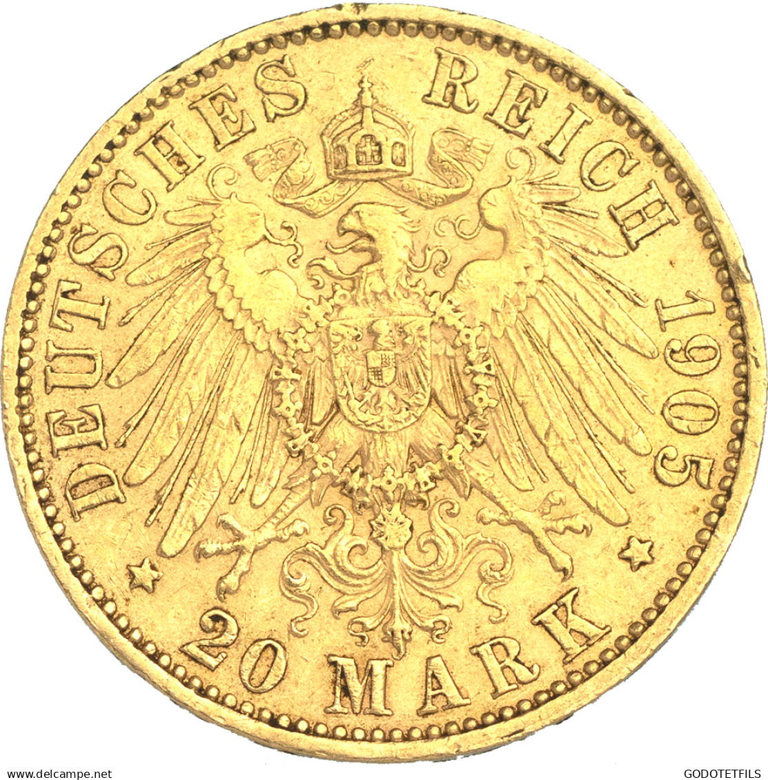 Allemagne-Royaume De Saxe-20 Marks Frédéric Auguste 1905 Muldenhütten - 5, 10 & 20 Mark Oro