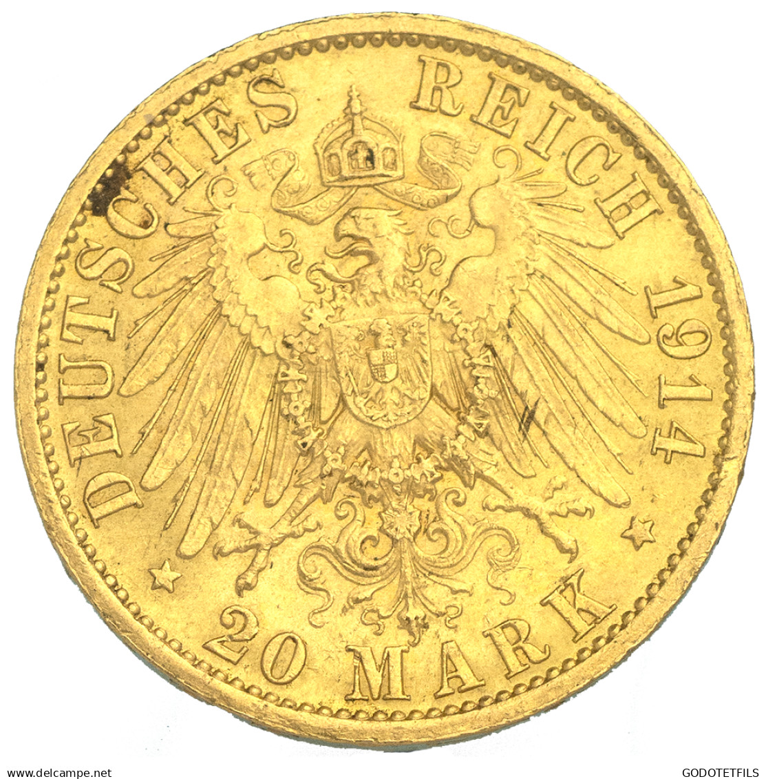 Allemagne-20 Marks Wilhelm II De Prusse 1914 Berlin - 5, 10 & 20 Mark Gold