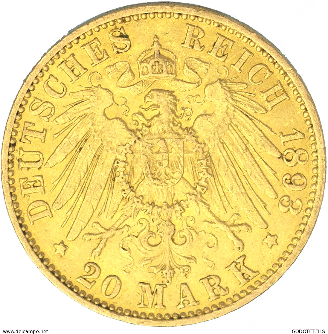 Allemagne-20 Marks Ville D&#039;Hambourg 1893 - 5, 10 & 20 Mark Gold