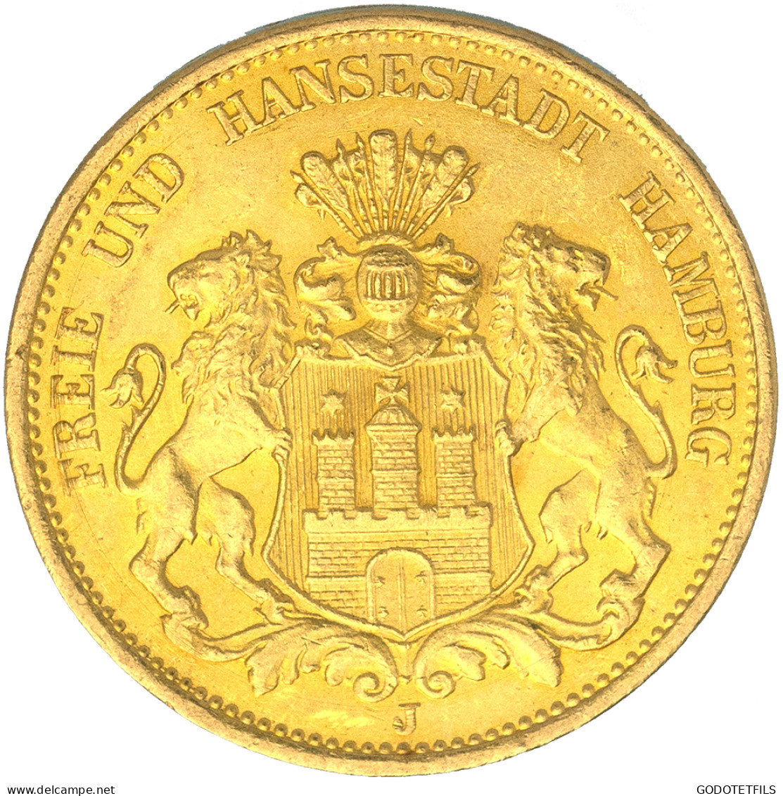 Allemagne-20 Marks Ville D&#039;Hambourg 1900 - 5, 10 & 20 Mark Oro