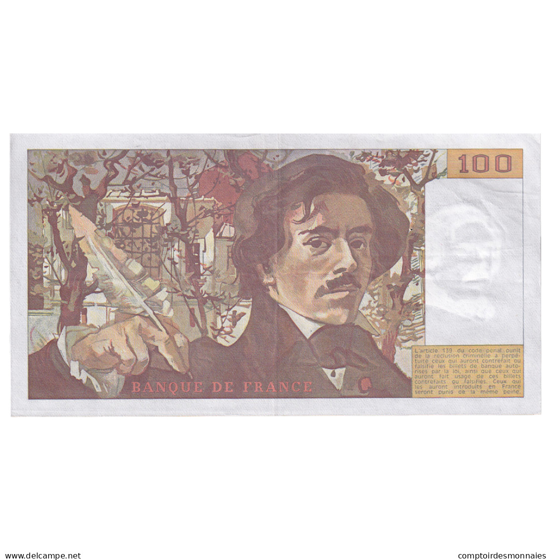 France, 100 Francs, Delacroix, 1984, G.75, TTB+, Fayette:69.08a, KM:154b - 100 F 1978-1995 ''Delacroix''