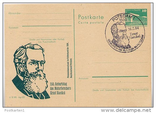 DDR P84-3-84 C60 Postkarte Zudruck ERNST HAECKEL Potsdam Sost. 1984 - Privé Postkaarten - Gebruikt