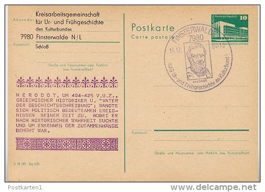 DDR P84-65a-84 C104-a Postkarte Zudruck HERODOT Finsterwalde Sost. 1984 - Preistoria
