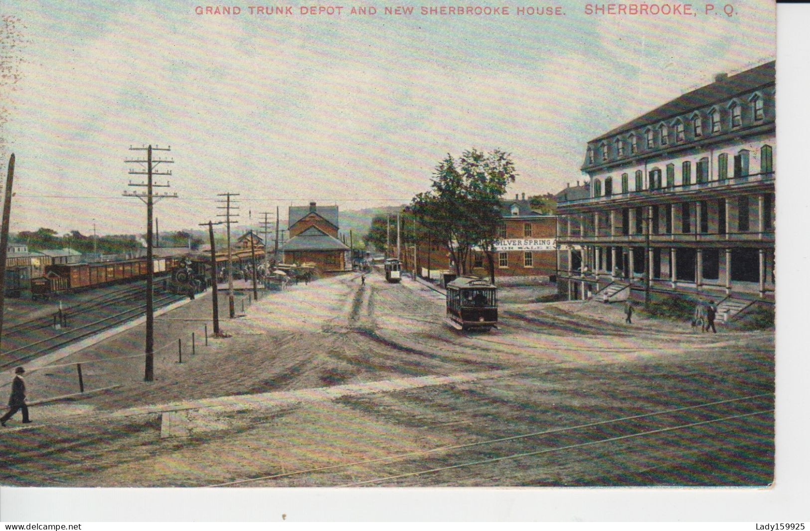 Grand Trunk Depot And New Sherbrooke House Sherbrooke Québec Canada Triage Wagons Train Passagers Gare C.P.R Tramways - Sherbrooke