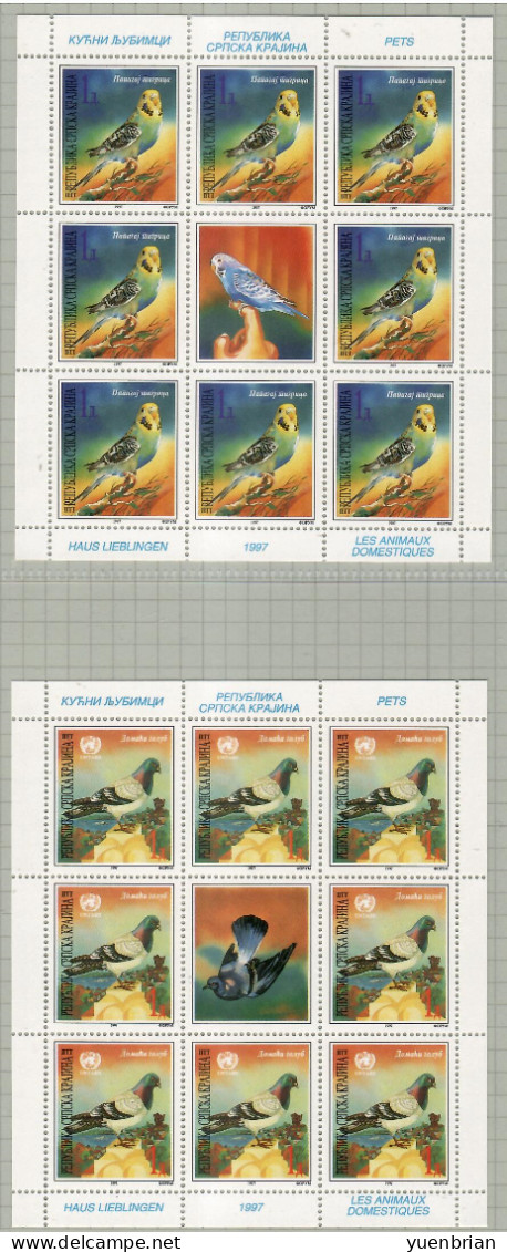 CROATIA KRAJINA 1997, Bird, Birds, 2x Sheet Of 8v, MNH** - Papagayos