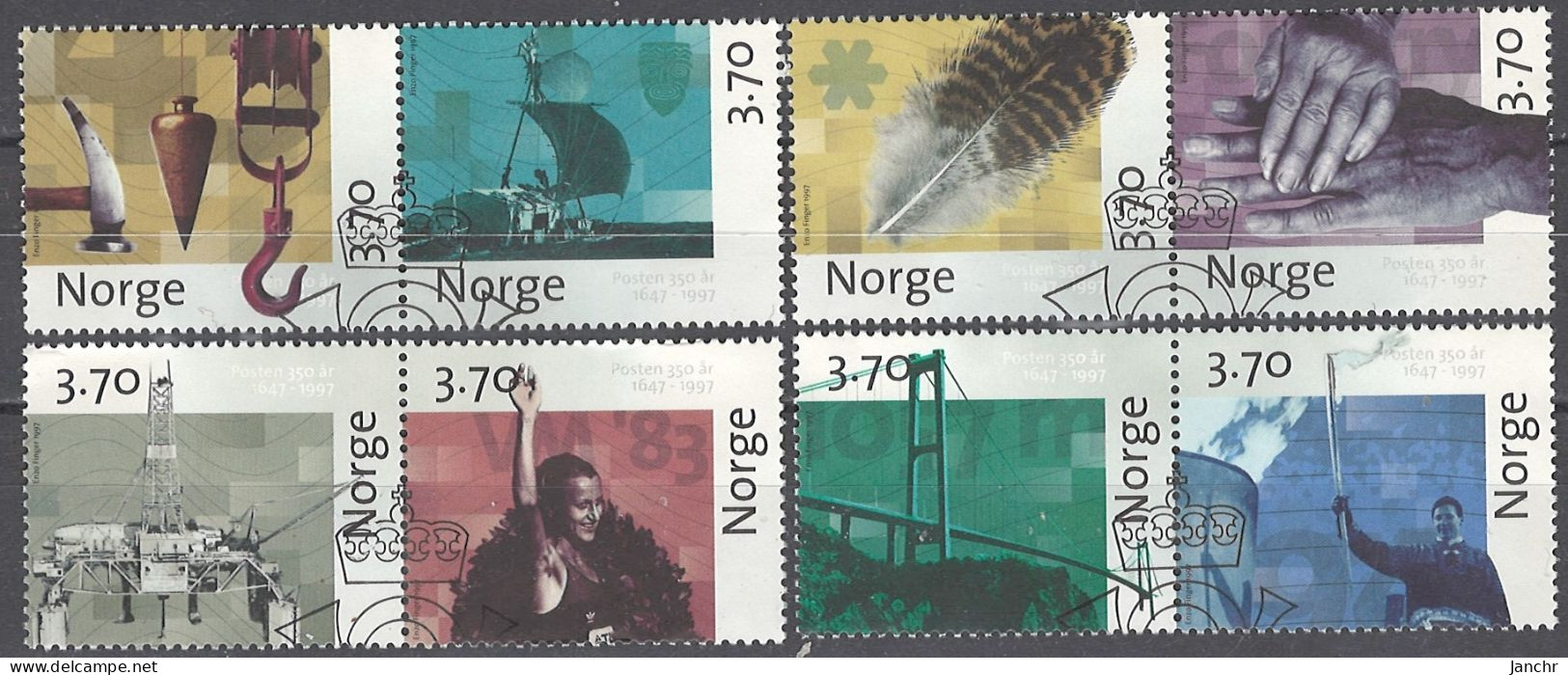 Norwegen Norway 1997. Mi.Nr. 1249-1256, Used O - Oblitérés