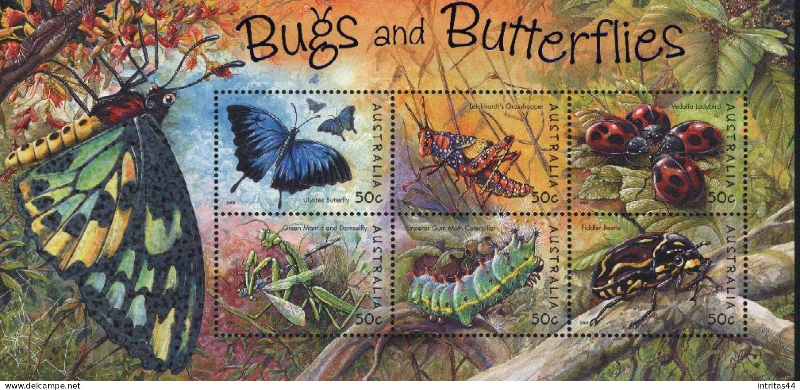 AUSTRALIA 2003 STAMP COLLECTING MONTH  " BUGS AND BUTTERFLIES  " SHEET  MNH - Blocchi & Foglietti