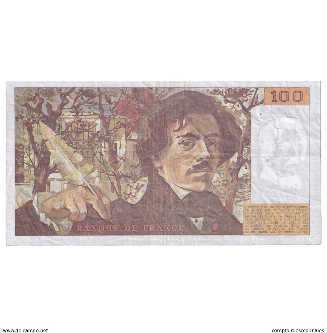 France, 100 Francs, Delacroix, 1984, V.89, TB, Fayette:69.8b, KM:154b - 100 F 1978-1995 ''Delacroix''