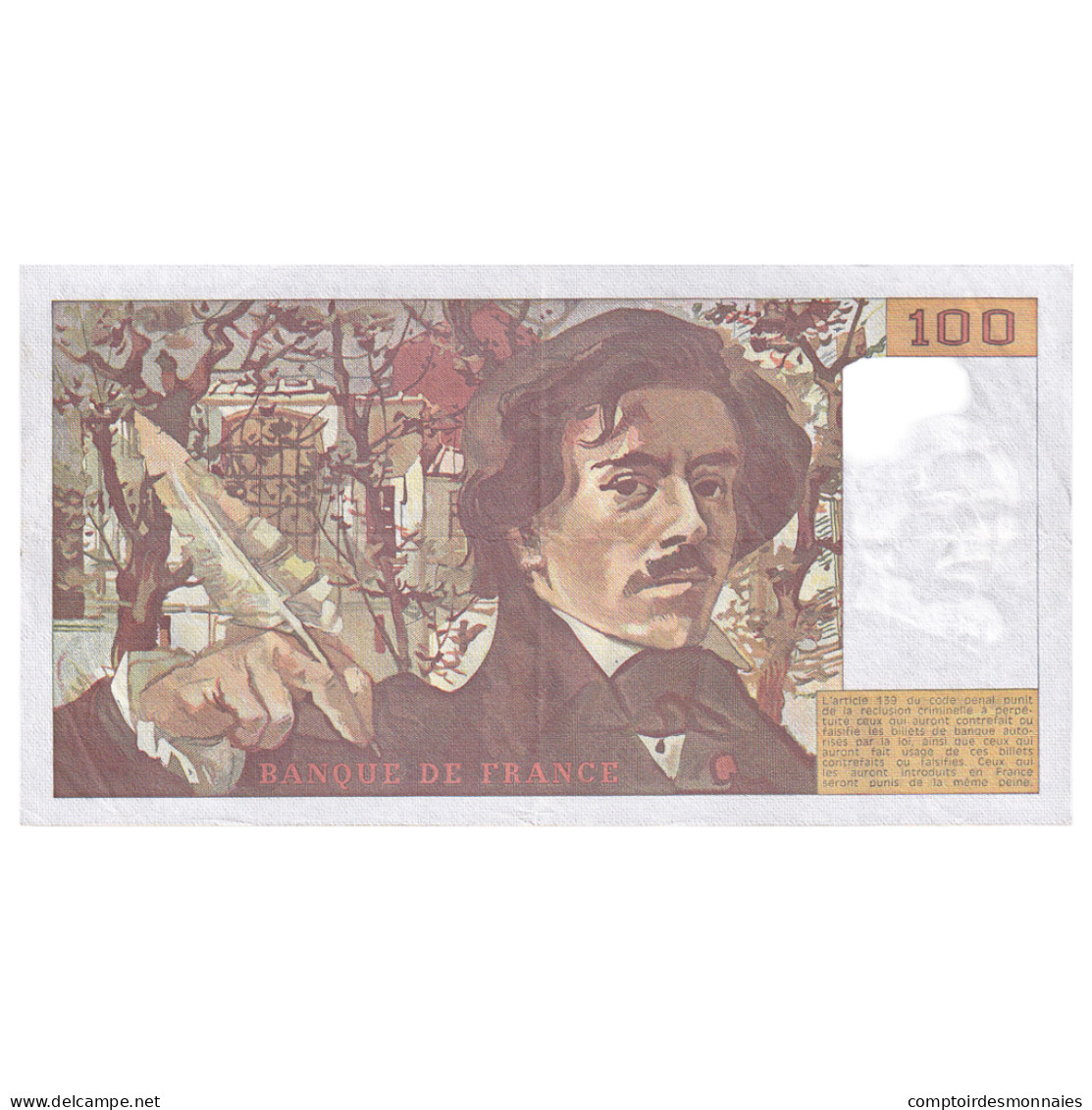 France, 100 Francs, Delacroix, 1985, S.91, TTB, Fayette:69.09, KM:154b - 100 F 1978-1995 ''Delacroix''