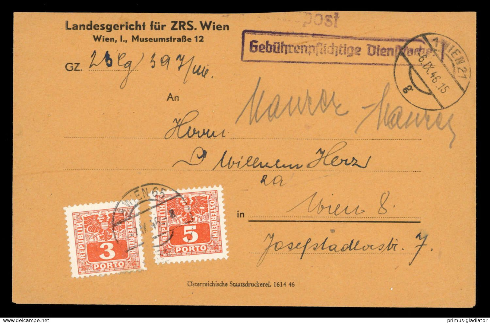 1946, Österreich, P 177, 178, Brief - Mechanische Afstempelingen