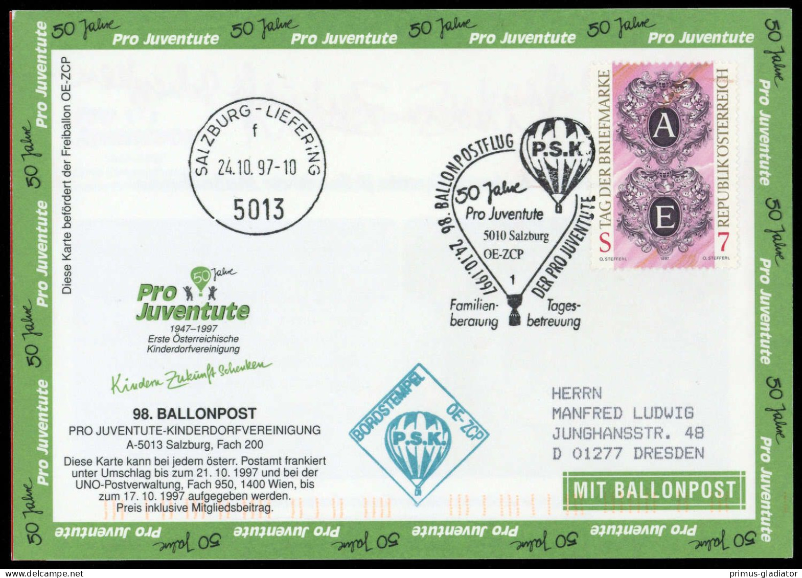 1997, Österreich, RBF 98a + U, Brief - Machine Postmarks