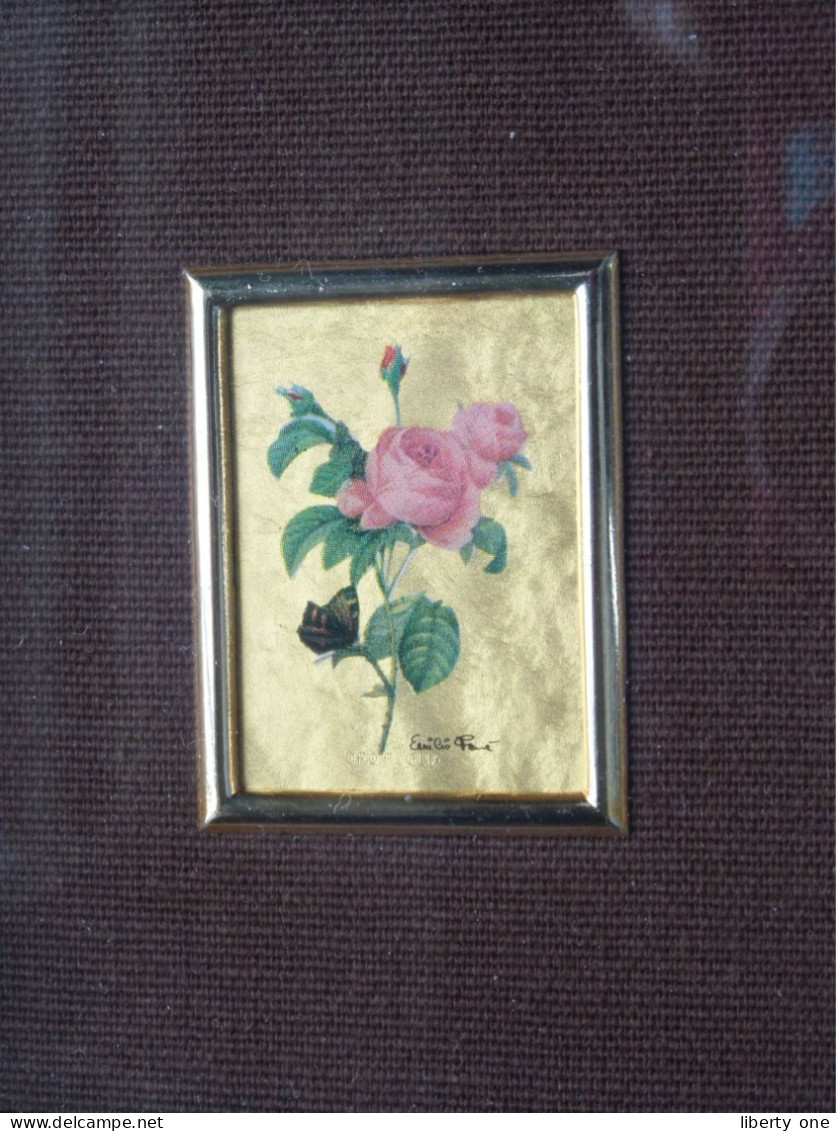 Chromo LITHOGRAPH Made By Hand On 23 KT Gold Leaf ( Artitalia / Imp. Cadoro / Cadre 12 X 13 Cm. / 112 ) See/Voir Scans ! - Blumen