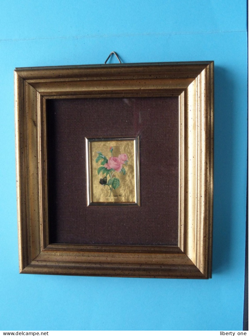 Chromo LITHOGRAPH Made By Hand On 23 KT Gold Leaf ( Artitalia / Imp. Cadoro / Cadre 12 X 13 Cm. / 112 ) See/Voir Scans ! - Flowers & Plants